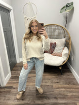 FERN OATMEAL QUILTED KNIT SWEATER TOP