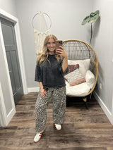 VERONICA LEOPARD BARREL DENIM JEANS
