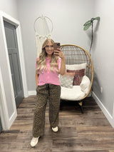 JANESSA LEOPARD TIE WAIST PANTS