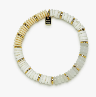 PURA VIDA GOLD CARMEL MIXED BEAD STRETCH BRACELET