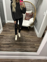 MORGAN CHARCOAL HOODIE TOP