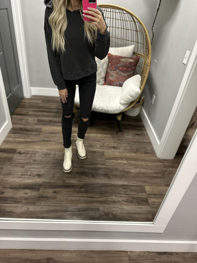 MORGAN CHARCOAL HOODIE TOP