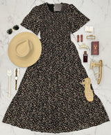JULIET BLACK FLORAL MIDI DRESS