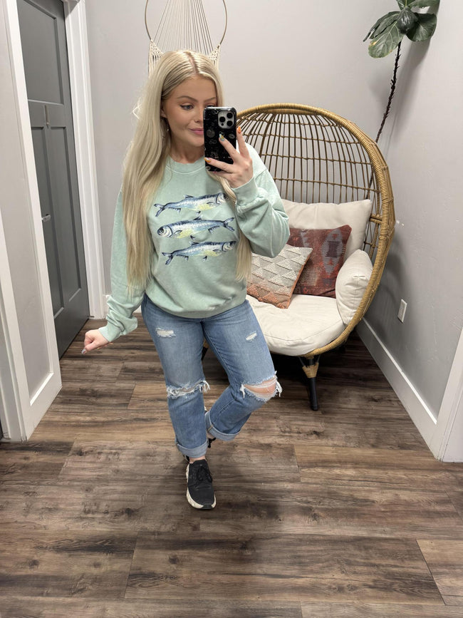 MINT WASHED FISH CREW SWEATSHIRTS