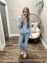 SAMI LIGHT BLUE PANEL LIGHT WEIGHT SWEATER TOP