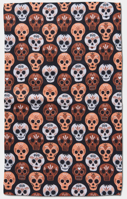 DAY OF THE DEAD SKULLS GEOMETRY KITCHEN TEA TOWEL