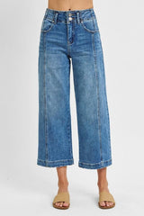 PATTY DOUBLE BUTTON HIGH RISE SEAM DENIM JEANS