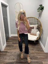 TARA MAGENTA COLORBLOCK STRIPE SHORT SLEEVE TOP