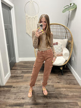 CHRISTIE BROWN MULTI STRIPE SWEATER TOP