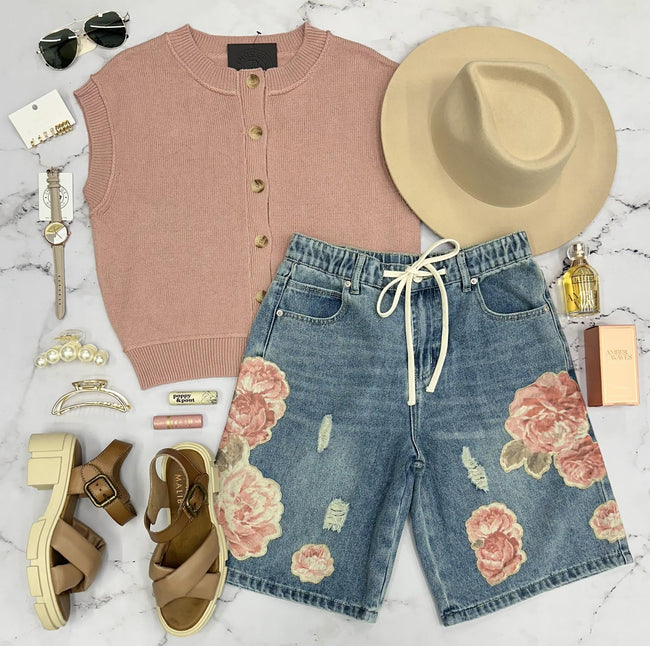 CASSANDRA MAUVE BUTTON UP SWEATER TOP