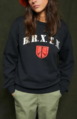 BRIXTON PEACE SHIELD BLACK CREW SWEATER