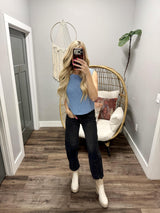 ANGIE BLUE KNIT SWEATER TOP
