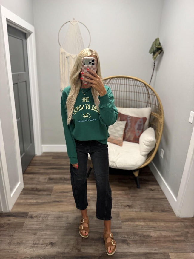 THE HOME BY SUNSET CLUB EMERALD CREW SWEATER