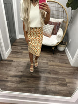 SUNDANCE FLORAL CORDUROY BUTTON FRONT SKIRT