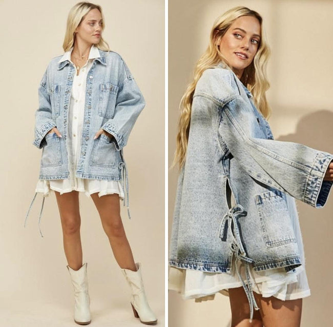 PRESLEE SIDE TIE DENIM JACKET