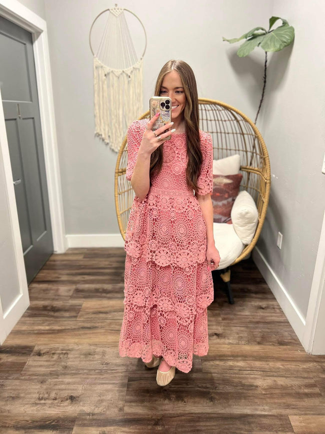 GINGER ROSE LACE DETAIL MIDI DRESS
