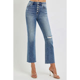 RAVEN HIGH RISE BUTTON FRONT DENIM JEANS