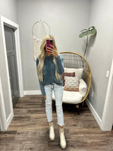 ALEXIA TEAL WASHED POCKET KNIT SWEATER TOP
