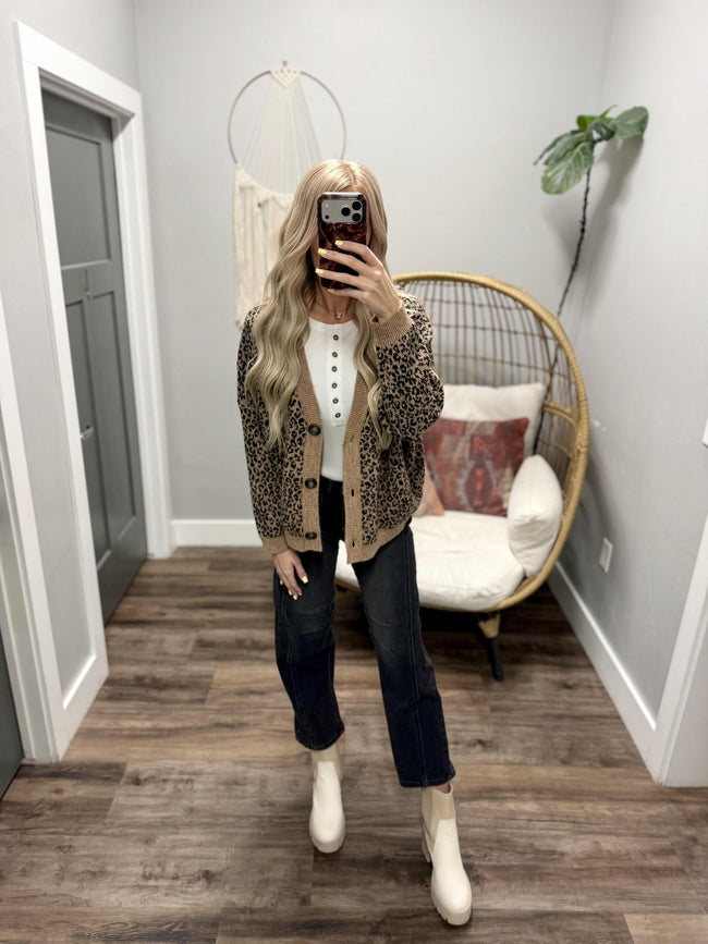 PAISLEY MOCHA AND BLACK LEOPARD CARDIGAN TOP