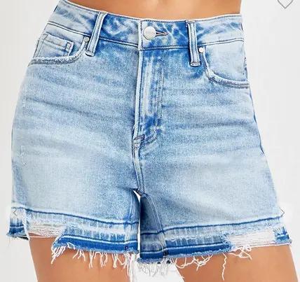BETHANIE HIGH RISE DISTRESSED HEM SHORTS