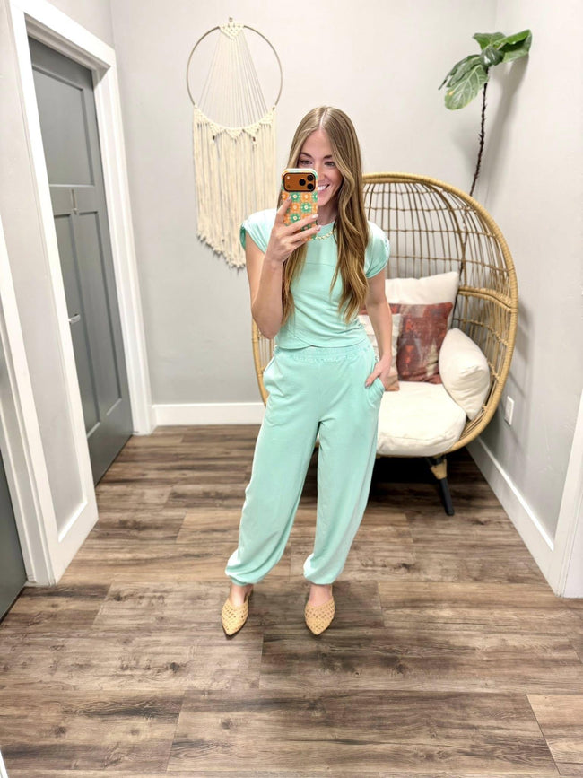 TAYLIE 2 PIECE MINT WASHED SET