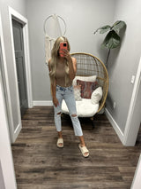TAUPE FULL LENGTH WHO AM I SMOOTH TANK TOP