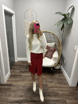 ON YOUR RADAR WINE CARGO SLIT SKIRT