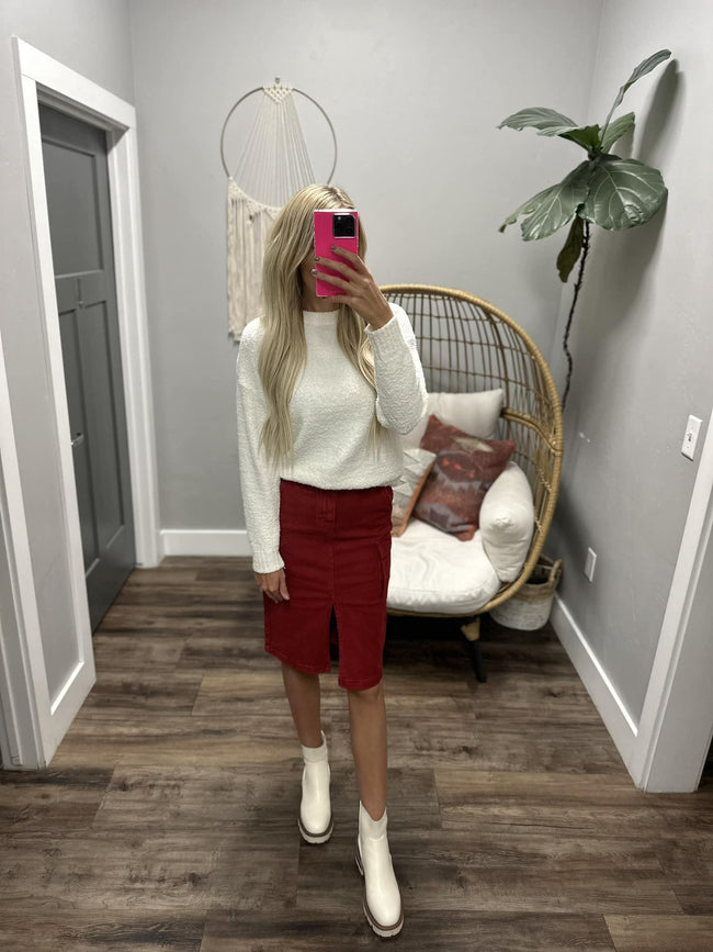 ON YOUR RADAR WINE CARGO SLIT SKIRT