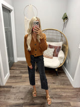 TAMARA COPPER BROWN V NECK CARDIGAN TOP