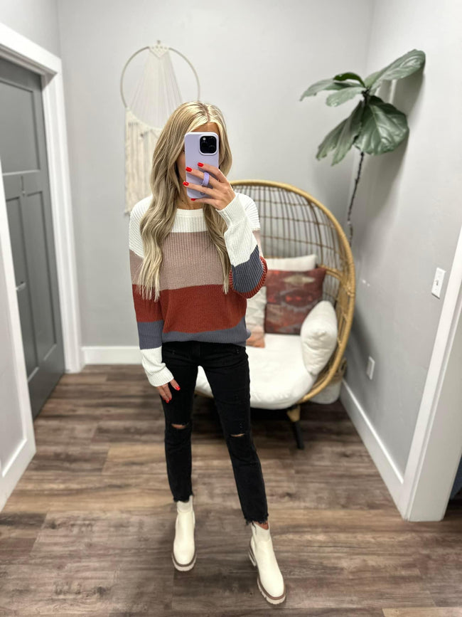 MEET ME AT MIDNIGHT STRIPE SWEATER TOP