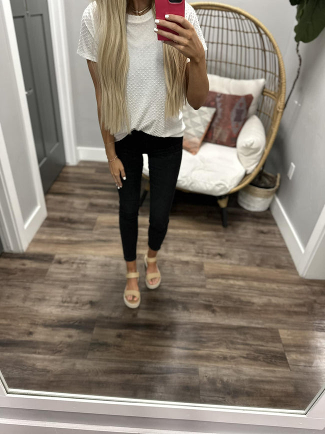 FOUND LOVE WHITE SWISS DOT TOP