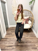 VERONICA ALOE STRIPE KNIT CARDIGAN TOP