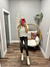 BREANNE OFF WHITE OPEN KNIT SWEATER TOP