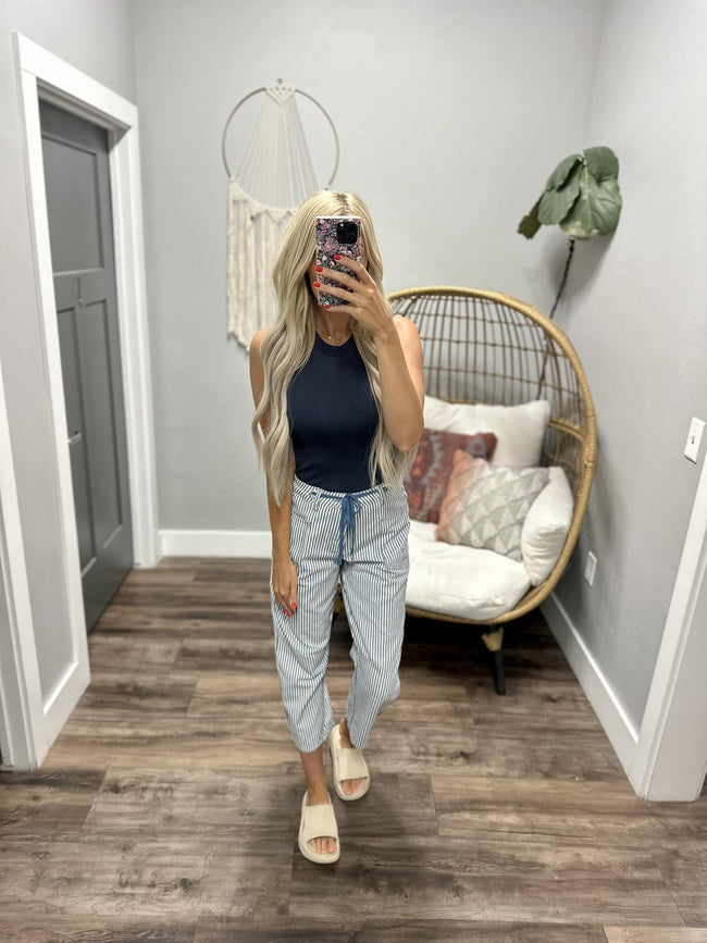 WHO AM I NAVY FULL LENGTH WHO AM I SMOOTH TANK TOP