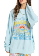 BILLABONG BABY BLUE SUNRISE ON THE HORIZON RIDE IN CREW SWEATER
