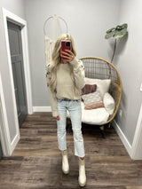 GEMMA EMBROIDERED FLORAL NEUTRAL SWEATER TOP