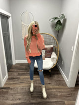 FALL FAVORITE CORAL RIBBED COZY SWEATER