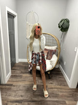 LACEE RED PLAID BUTTON UP TOP