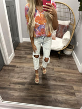 SHAYNA PEACH FLORAL BLOUSE