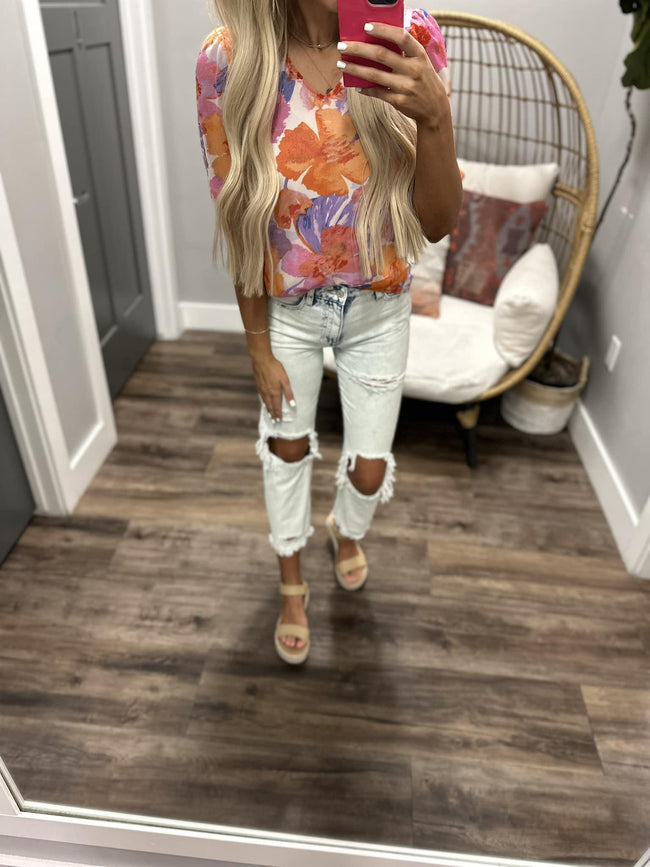 SHAYNA PEACH FLORAL BLOUSE