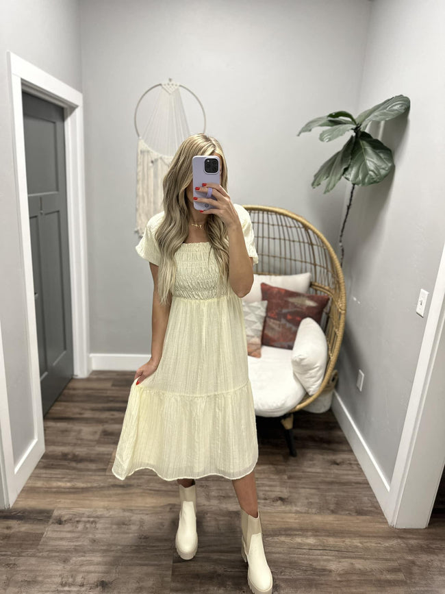 THE WYNN VANILLA SMOCKED DRESS
