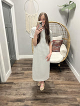 HARPER HEATHER GREY STRIPE T SHIRT DRESS