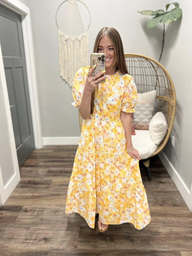JESSICA SPRING FLORAL MIDI DRESS
