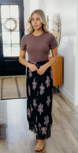 BUTTON FRONT FLORAL MAXI SKIRT