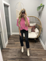 SALLY PINK SHORT SLEEVE SWEATER TOP