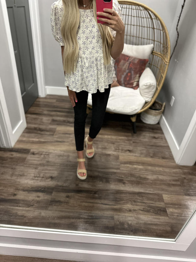 DELILAH PEPLUM FLORAL BLOUSE