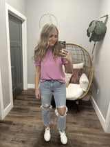 SHELBI SMOCKED ORCHID BLOUSE