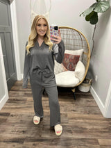 LET'S MATCH CHARCOAL RIBBED PANT