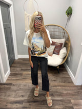 CREAM MOUNTAIN SCENE GRAPHIC TEE