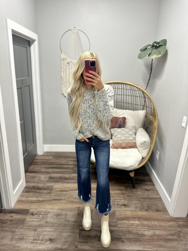 KEELEY GREY SPECKLED SWEATER TOP